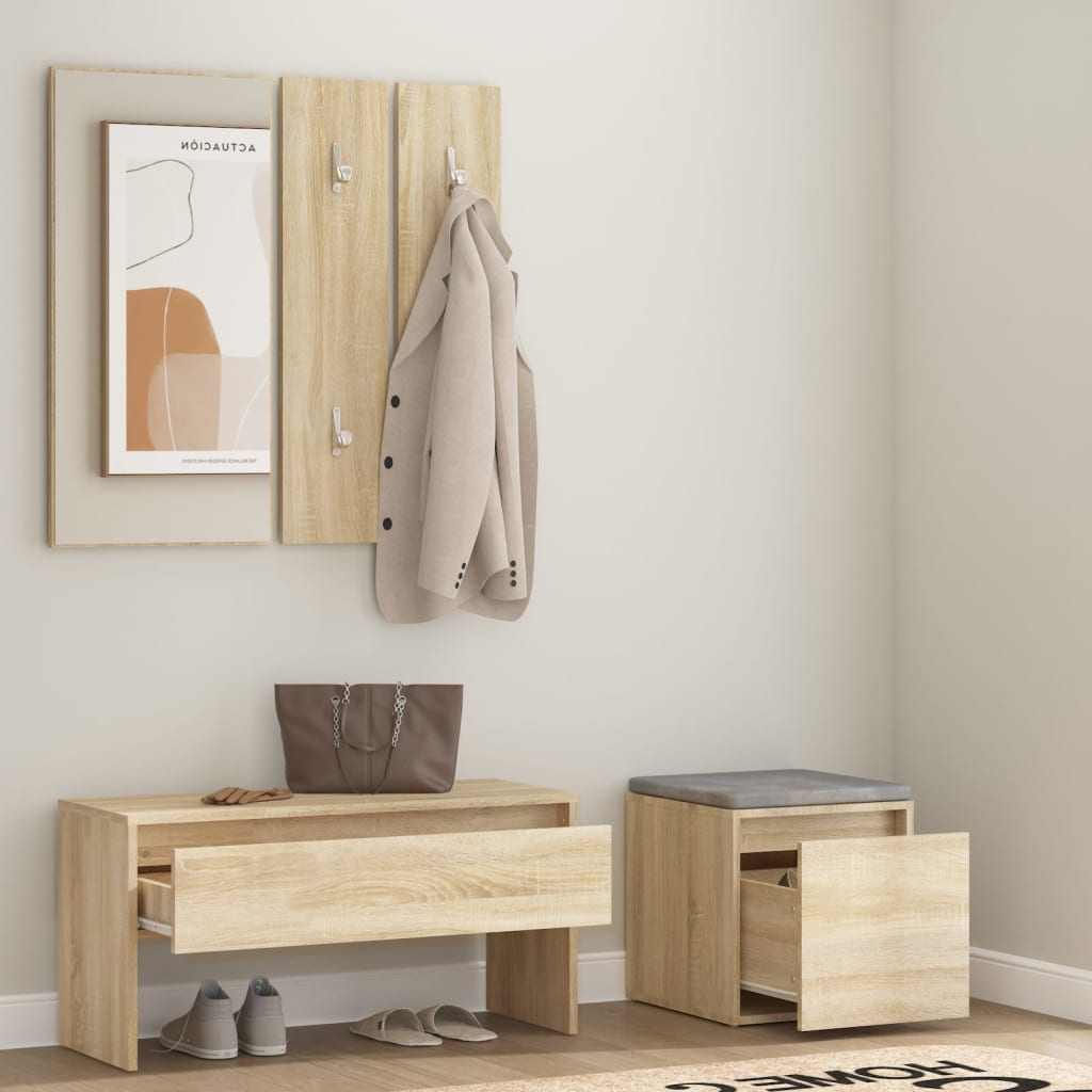 vidaXL Hallway Furniture Set Sonoma Oak Engineered Wood