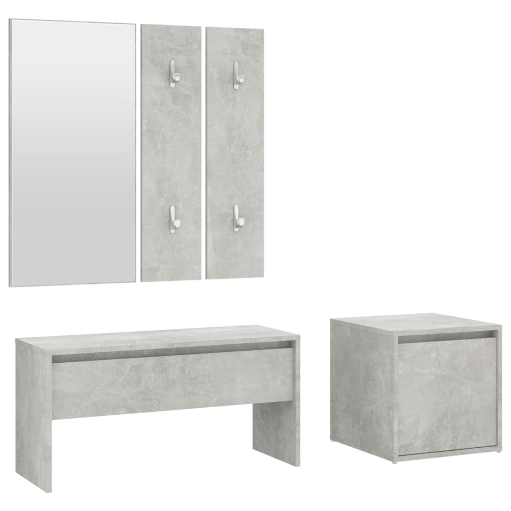 vidaXL Hallway Furniture Set Concrete Grey Engineered Wood