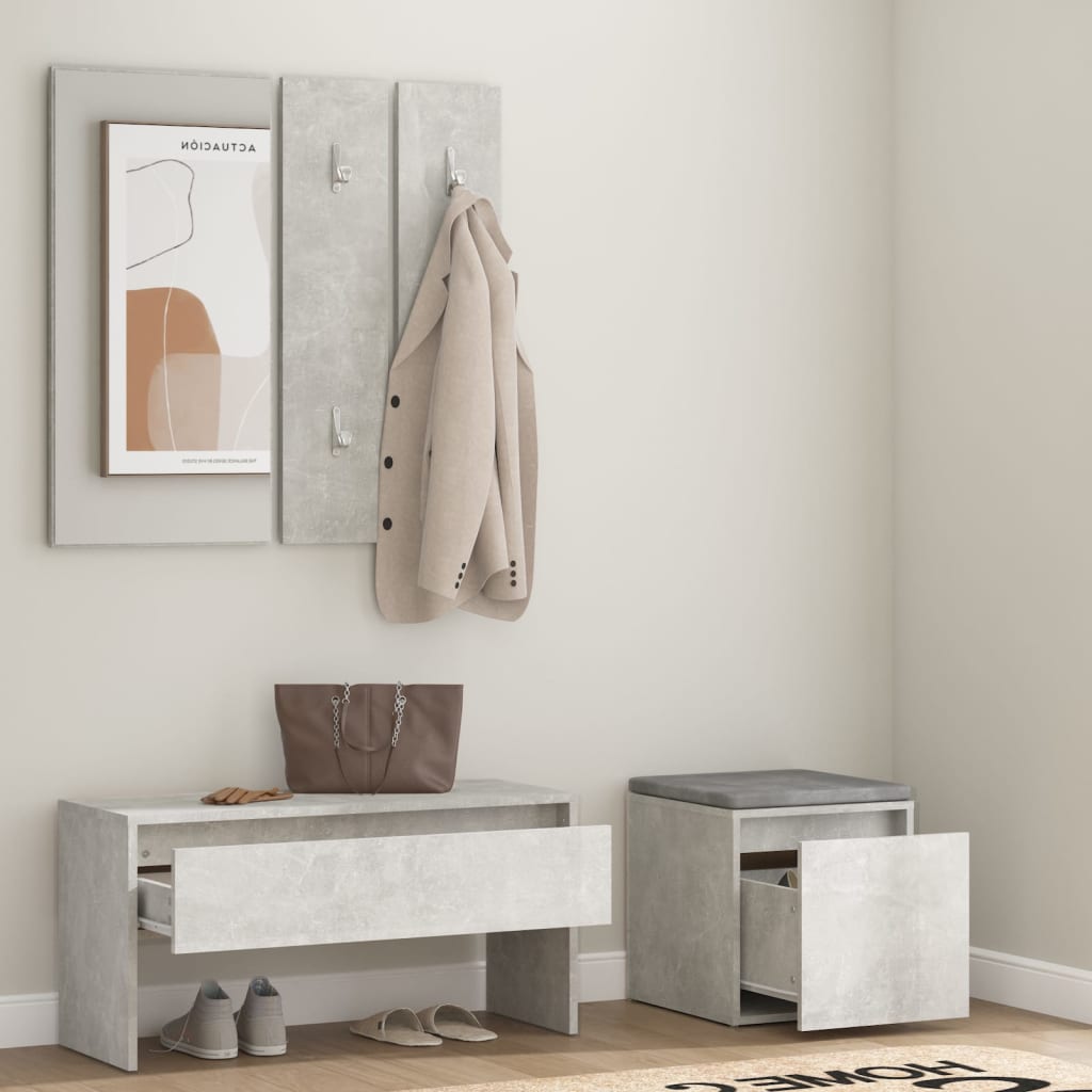 vidaXL Hallway Furniture Set Concrete Grey Engineered Wood