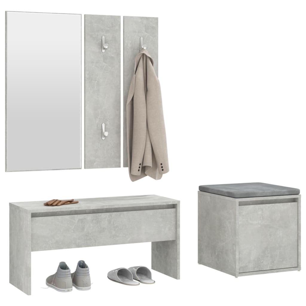 vidaXL Hallway Furniture Set Concrete Grey Engineered Wood