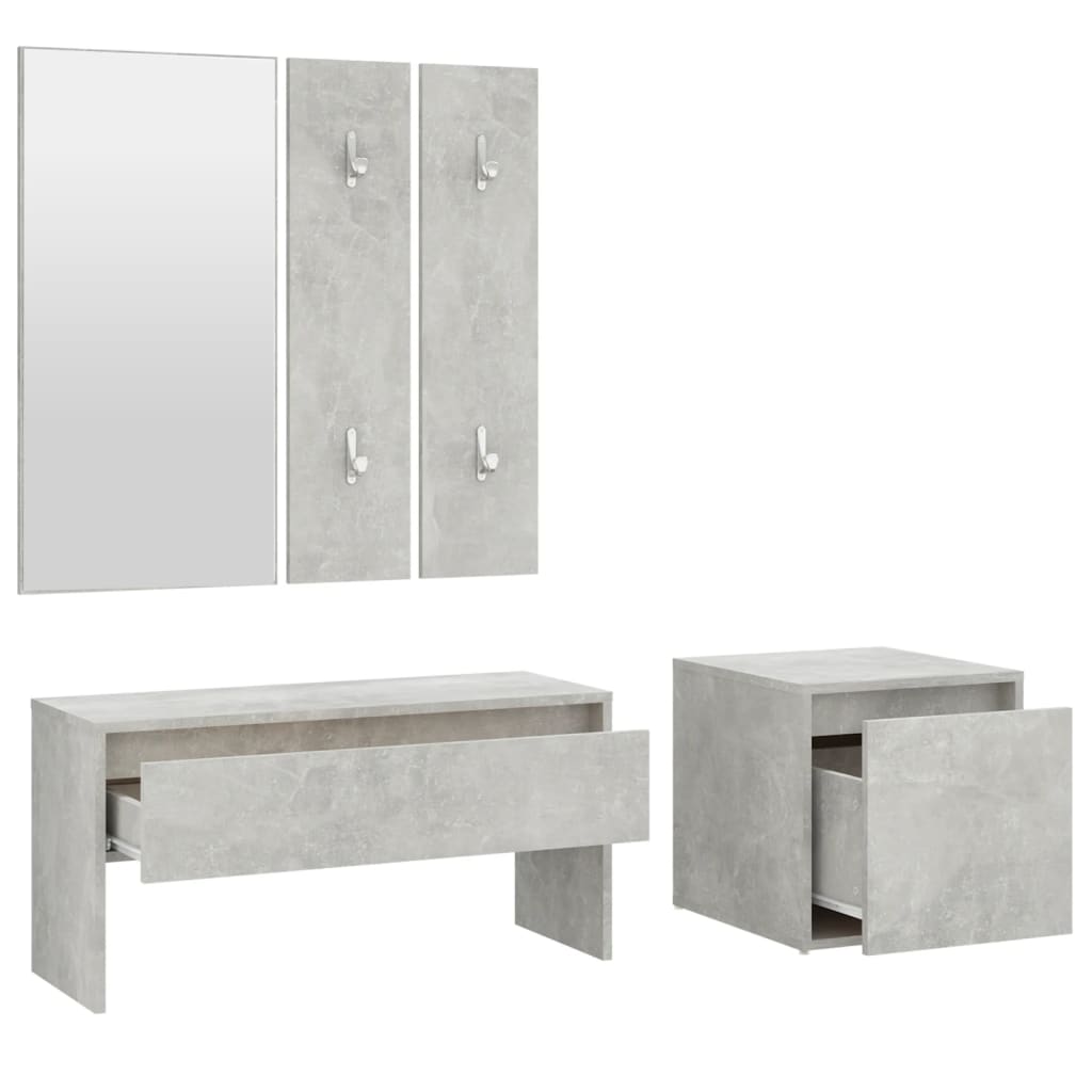 vidaXL Hallway Furniture Set Concrete Grey Engineered Wood