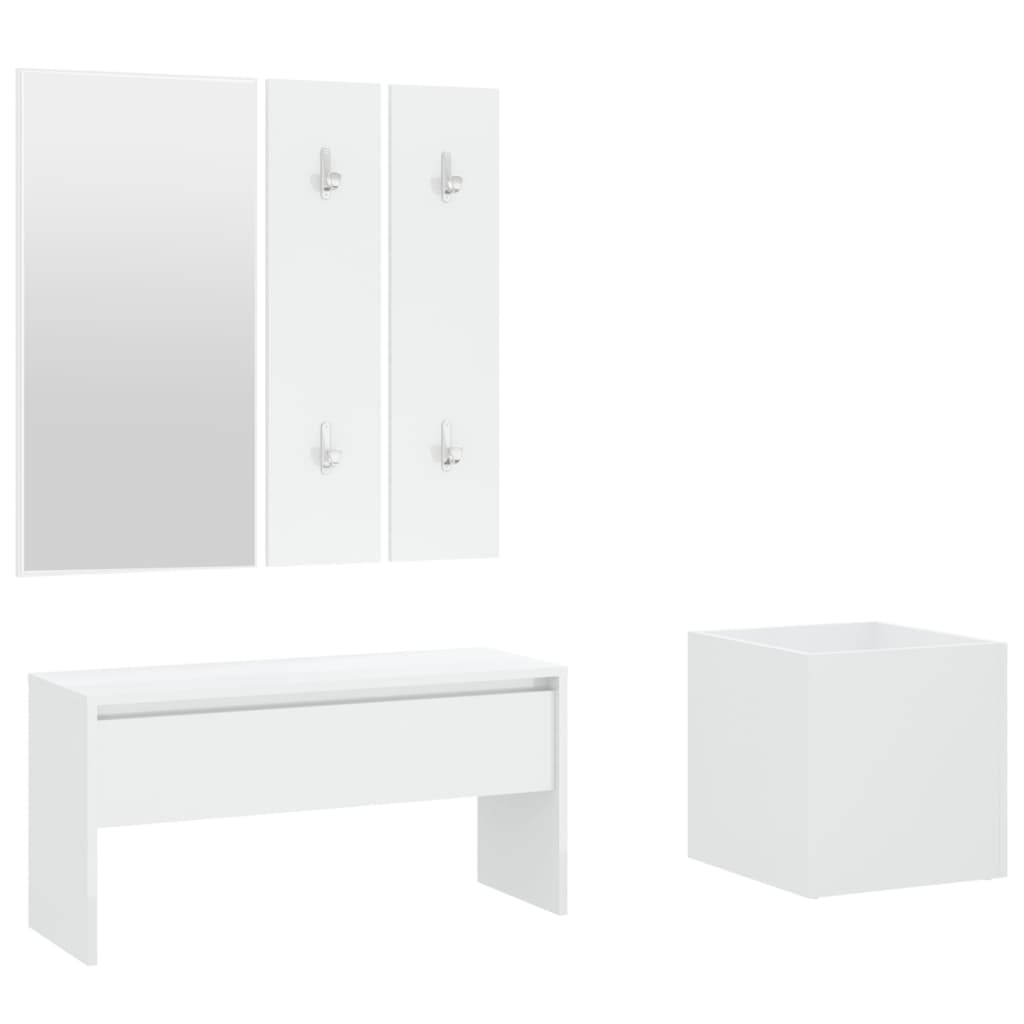 vidaXL Hallway Furniture Set White Engineered Wood