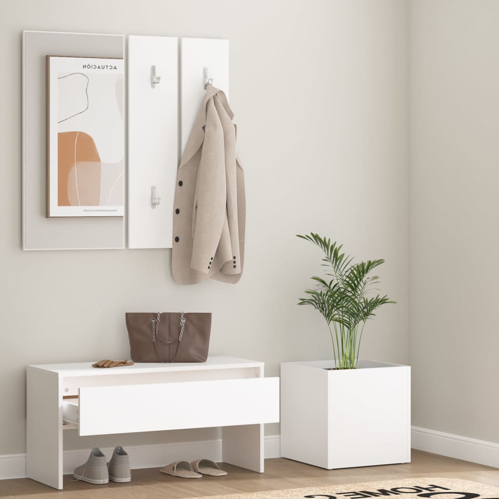 vidaXL Hallway Furniture Set White Engineered Wood