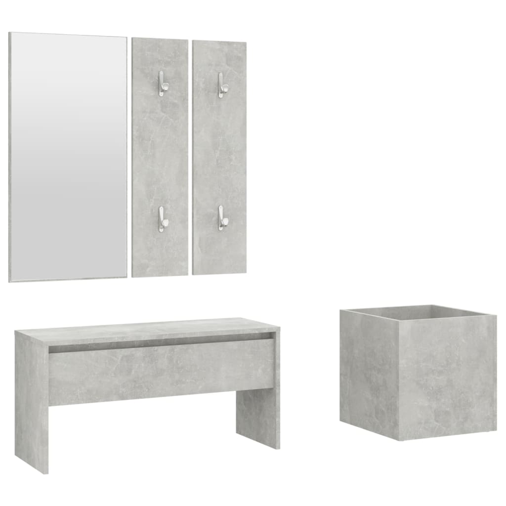vidaXL Hallway Furniture Set Concrete Grey Engineered Wood