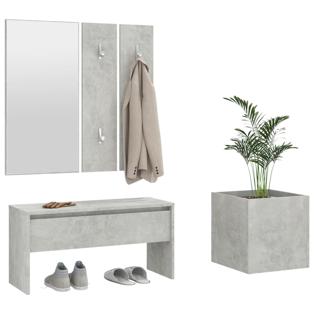 vidaXL Hallway Furniture Set Concrete Grey Engineered Wood