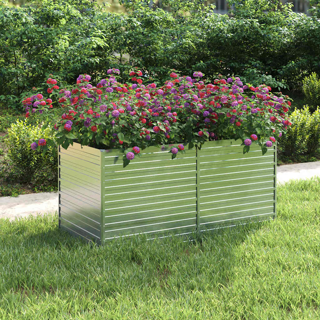 Garden Raised Bed 160x80x77 cm Galvanized Steel Silver