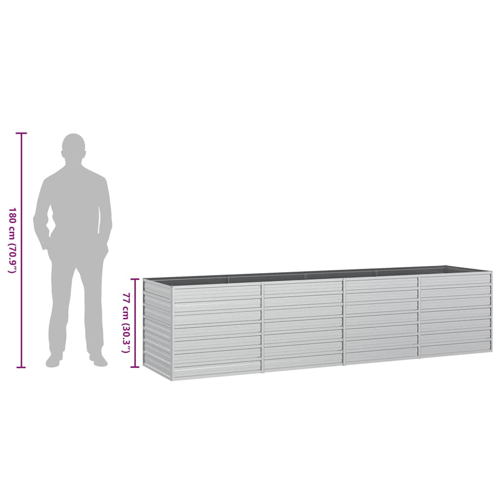 Garden Raised Bed 320x80x77 cm Galvanized Steel Silver