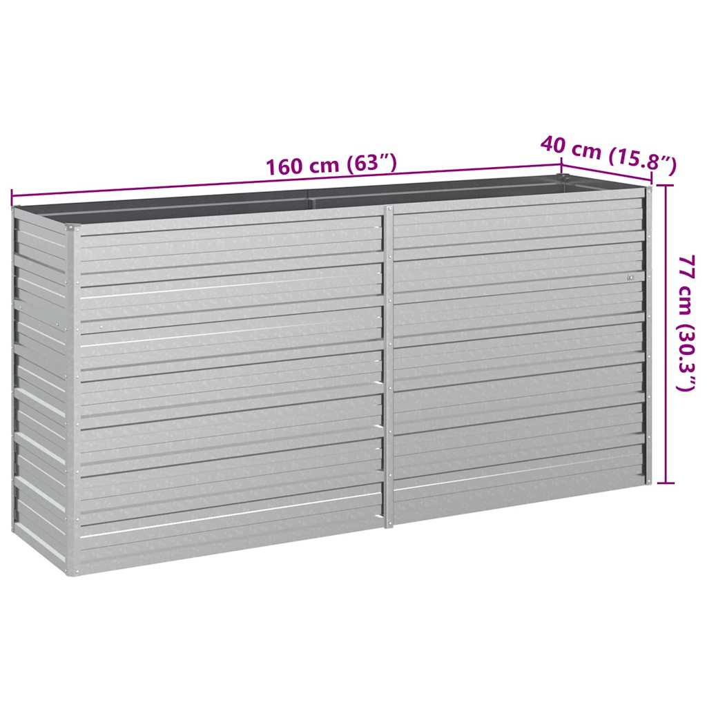 Garden Raised Bed 160x40x77 cm Galvanized Steel Silver
