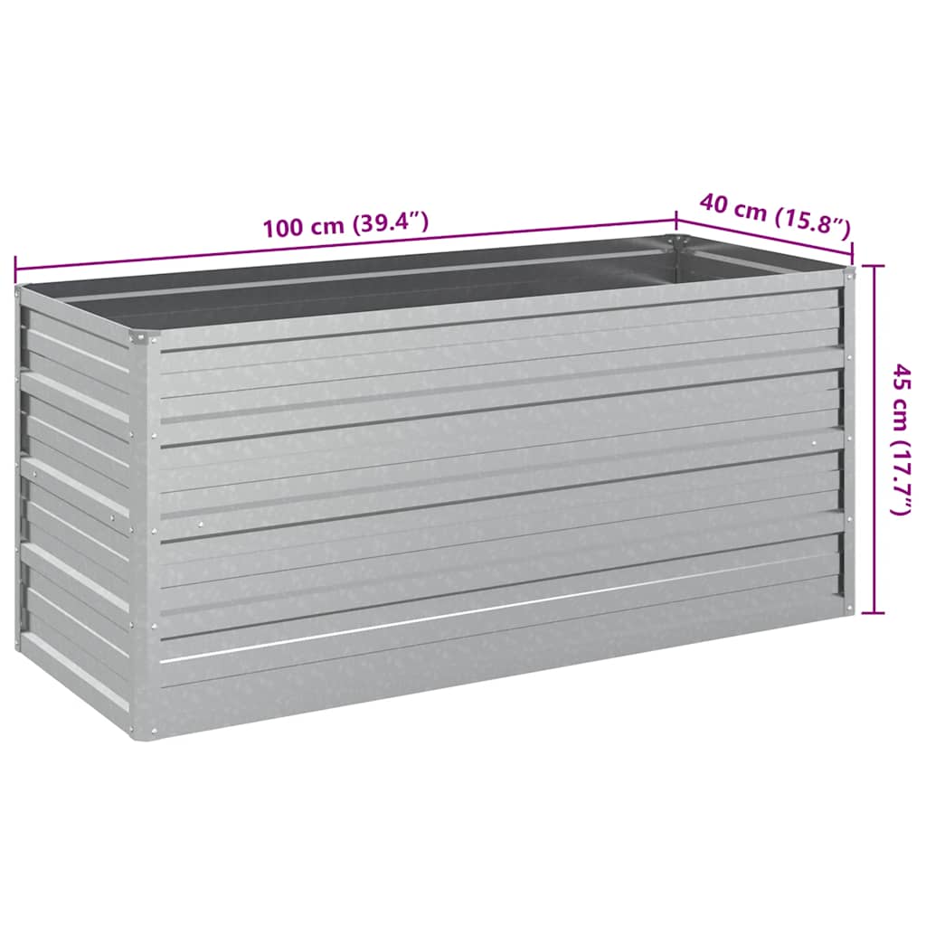 Garden Raised Bed 100x40x45 cm Galvanized Steel Silver