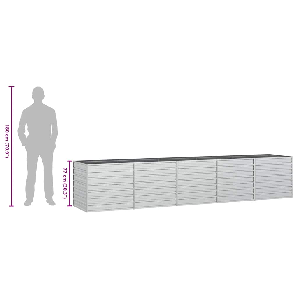 Garden Raised Bed 400x80x77 cm Galvanized Steel Silver