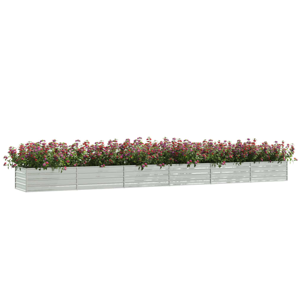 vidaXL Garden Raised Bed 600x80x45 cm Galvanized Steel Silver