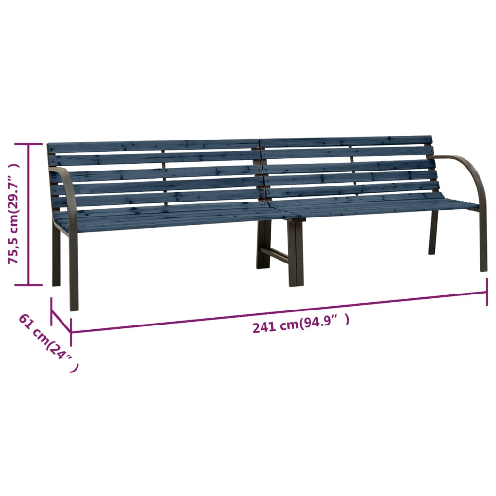 vidaXL Twin Garden Bench 241 cm Chinese Fir Wood Grey