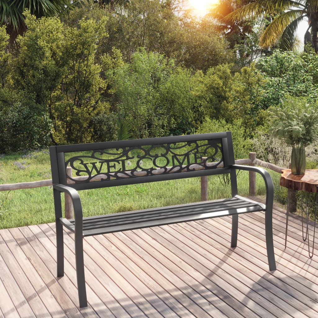 Garden Bench | Black | Powder-coated steel and plastic | Standard