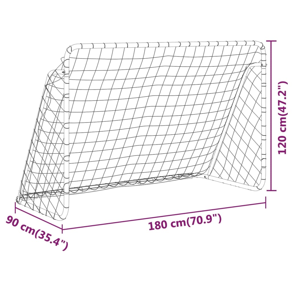 vidaXL Football Goal with Net White 180x90x120 cm Steel