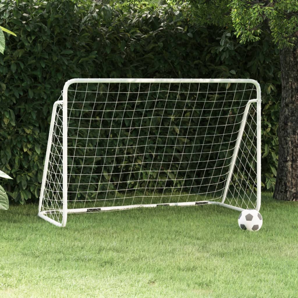 vidaXL Football Goal with Net White 180x90x120 cm Steel