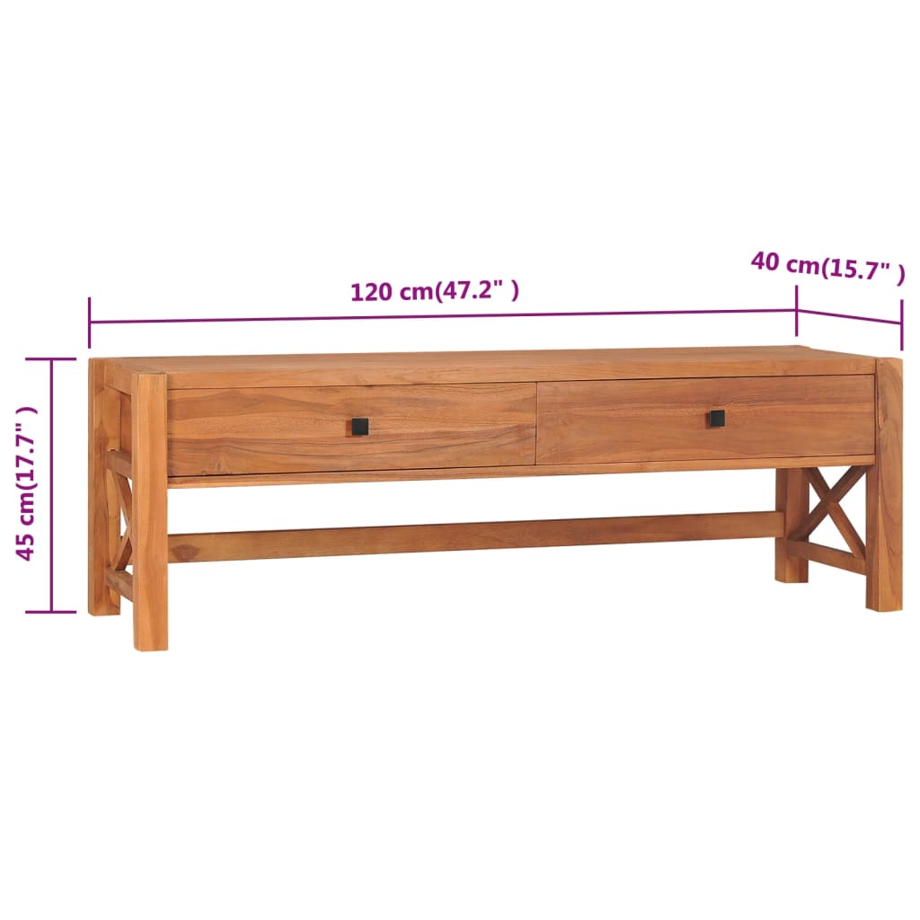 vidaXL TV Cabinet with Drawers 120x40x45 cm Solid Wood Teak