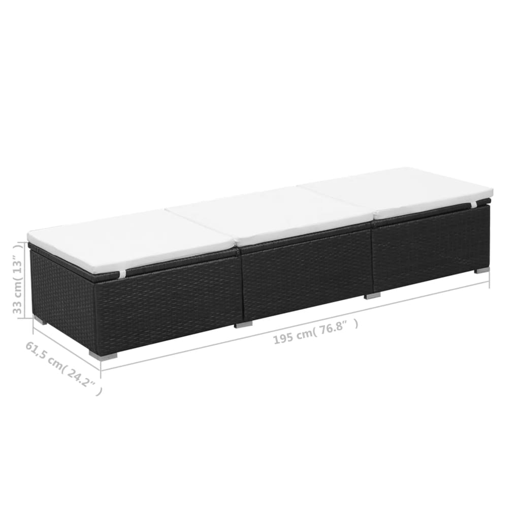 Sun Lounger | Black and Cream White