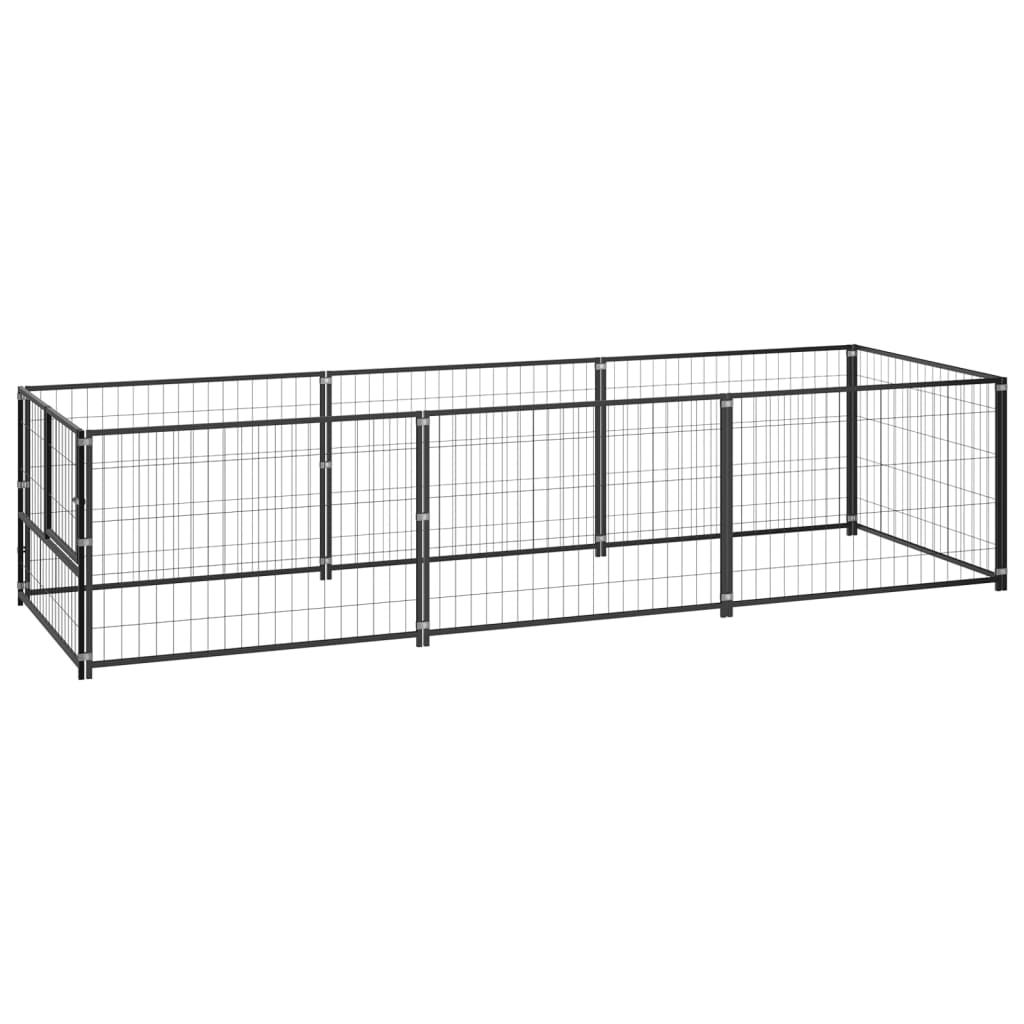 vidaXL Dog Kennel Black 3 m² Steel