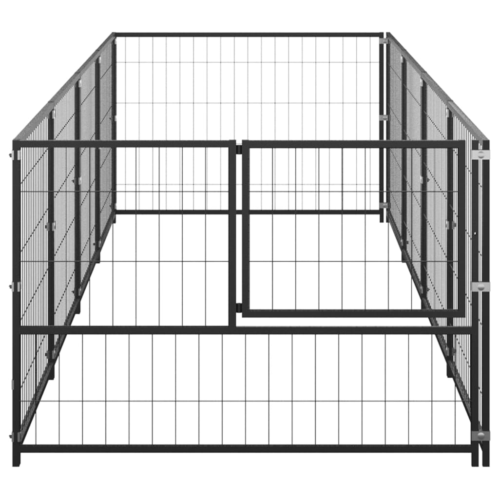 vidaXL Dog Kennel Black 4 m² Steel