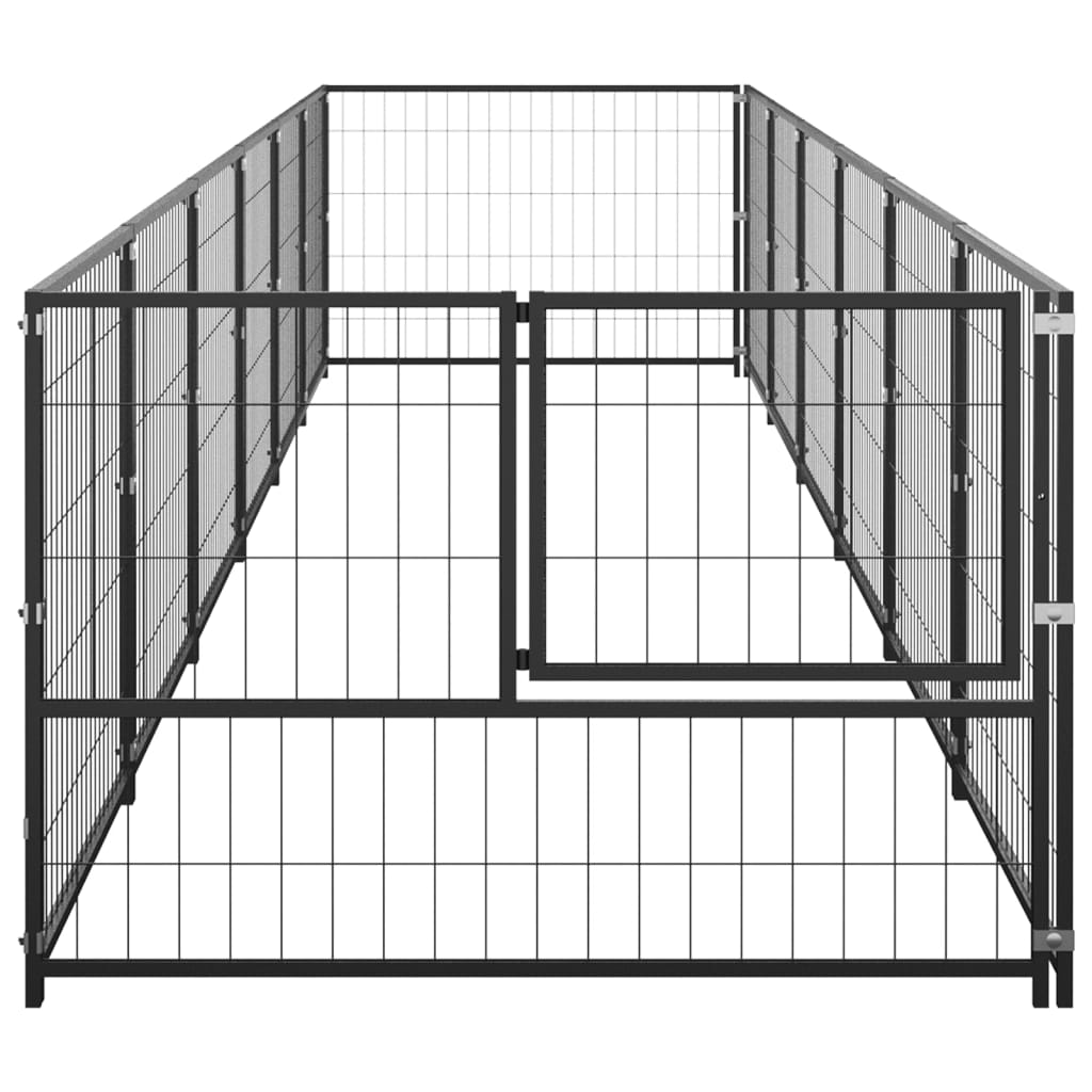 vidaXL Dog Kennel Black 6 m² Steel