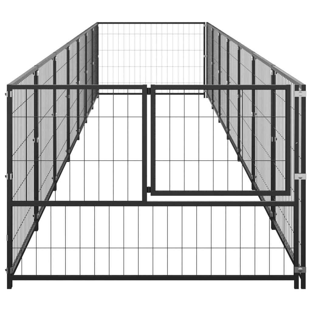 vidaXL Dog Kennel Black 7 m² Steel