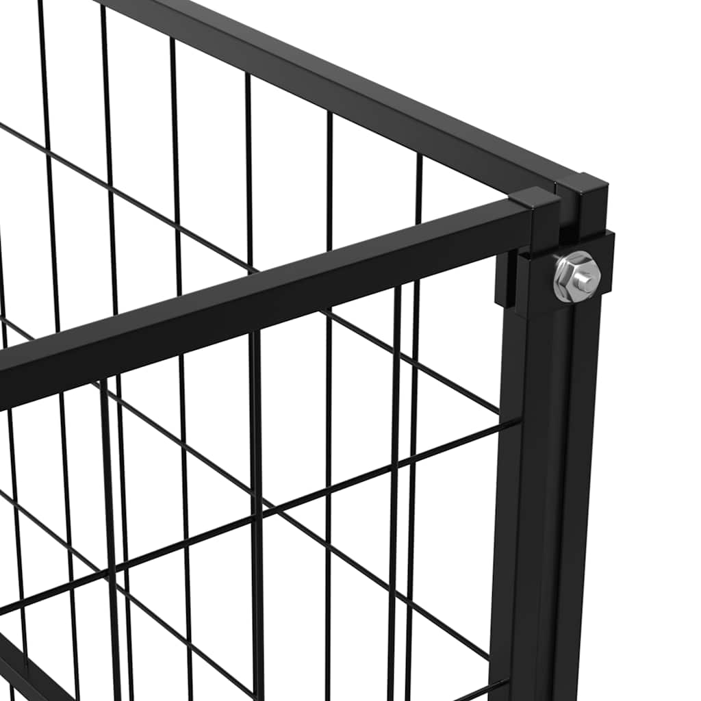 Dog Kennel Black 8 m² Steel