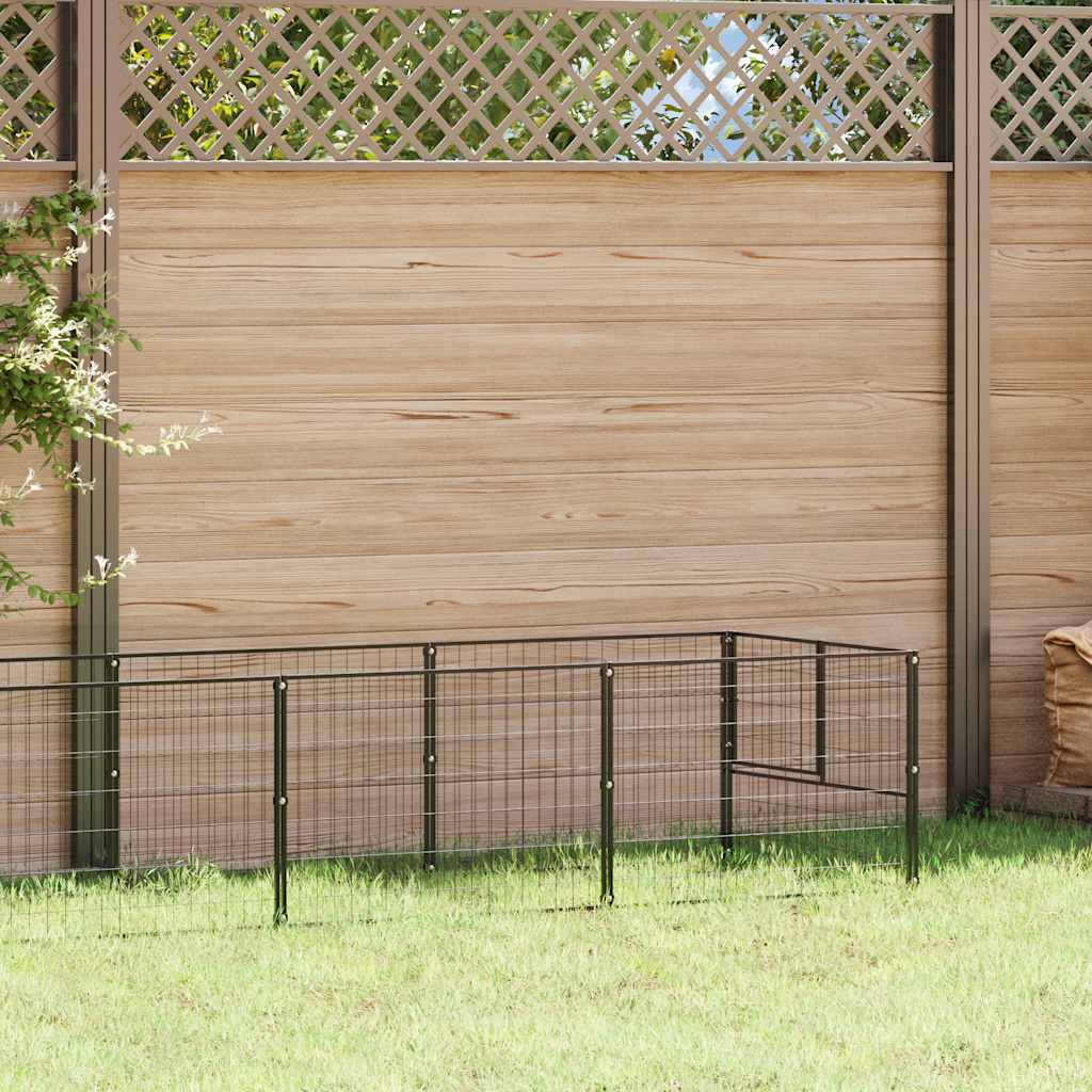 Dog Kennel Black 8 m² Steel