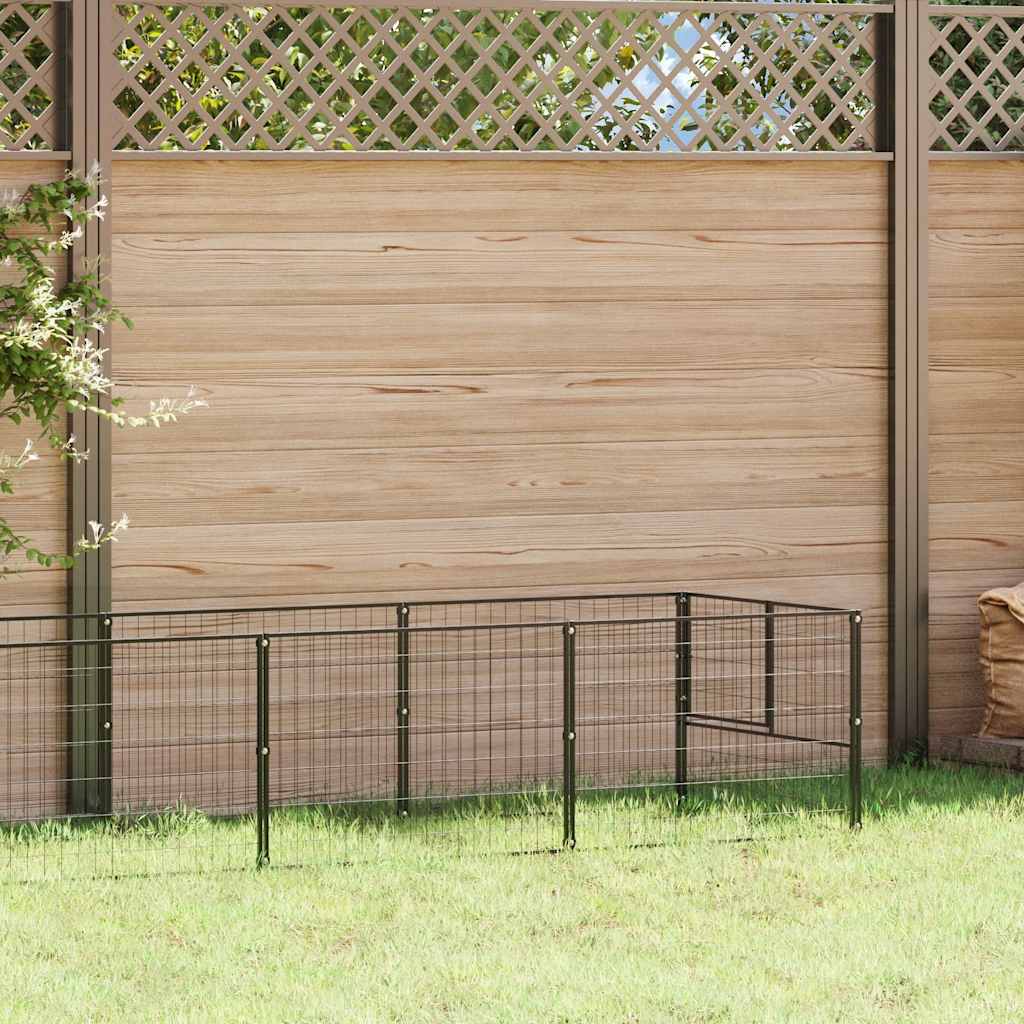 Dog Kennel Black 9 m² Steel