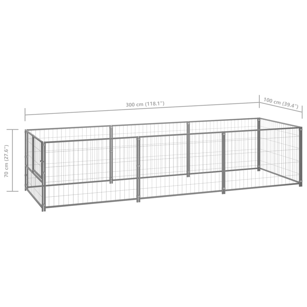 vidaXL Dog Kennel Silver 3 m² Steel