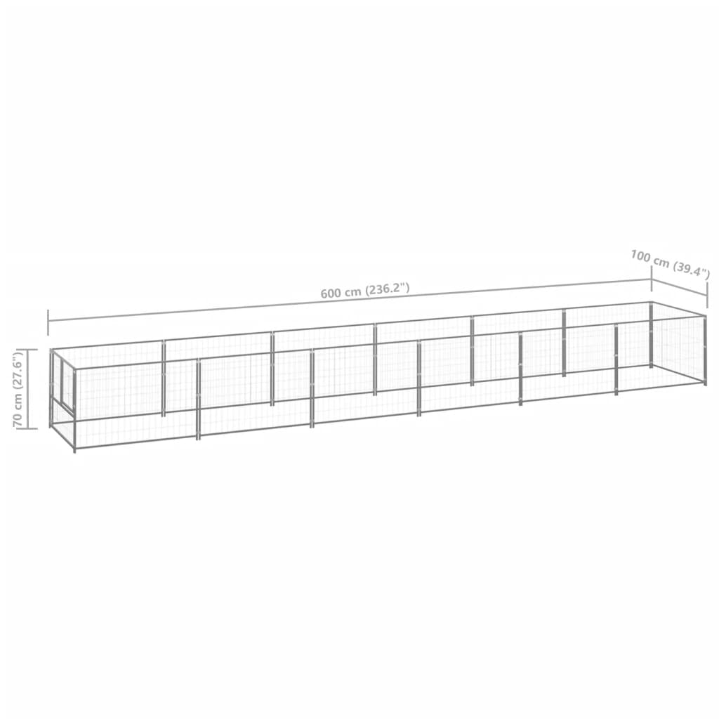 vidaXL Dog Kennel Silver 6 m² Steel