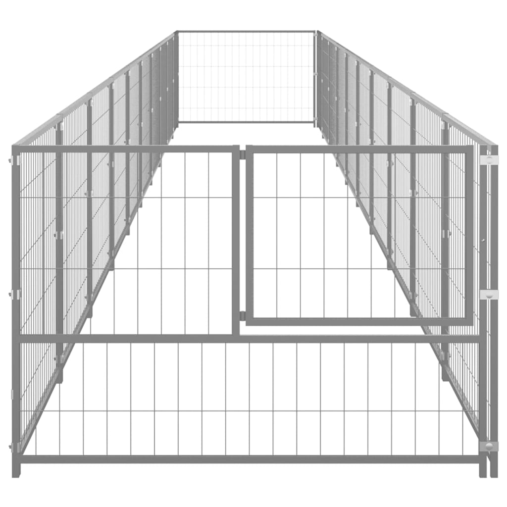 vidaXL Dog Kennel Silver 10 m² Steel