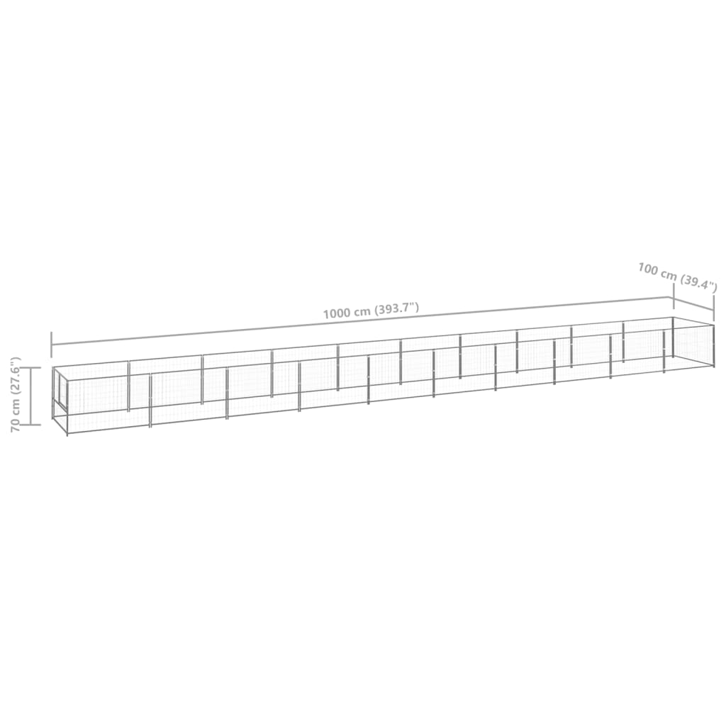 vidaXL Dog Kennel Silver 10 m² Steel