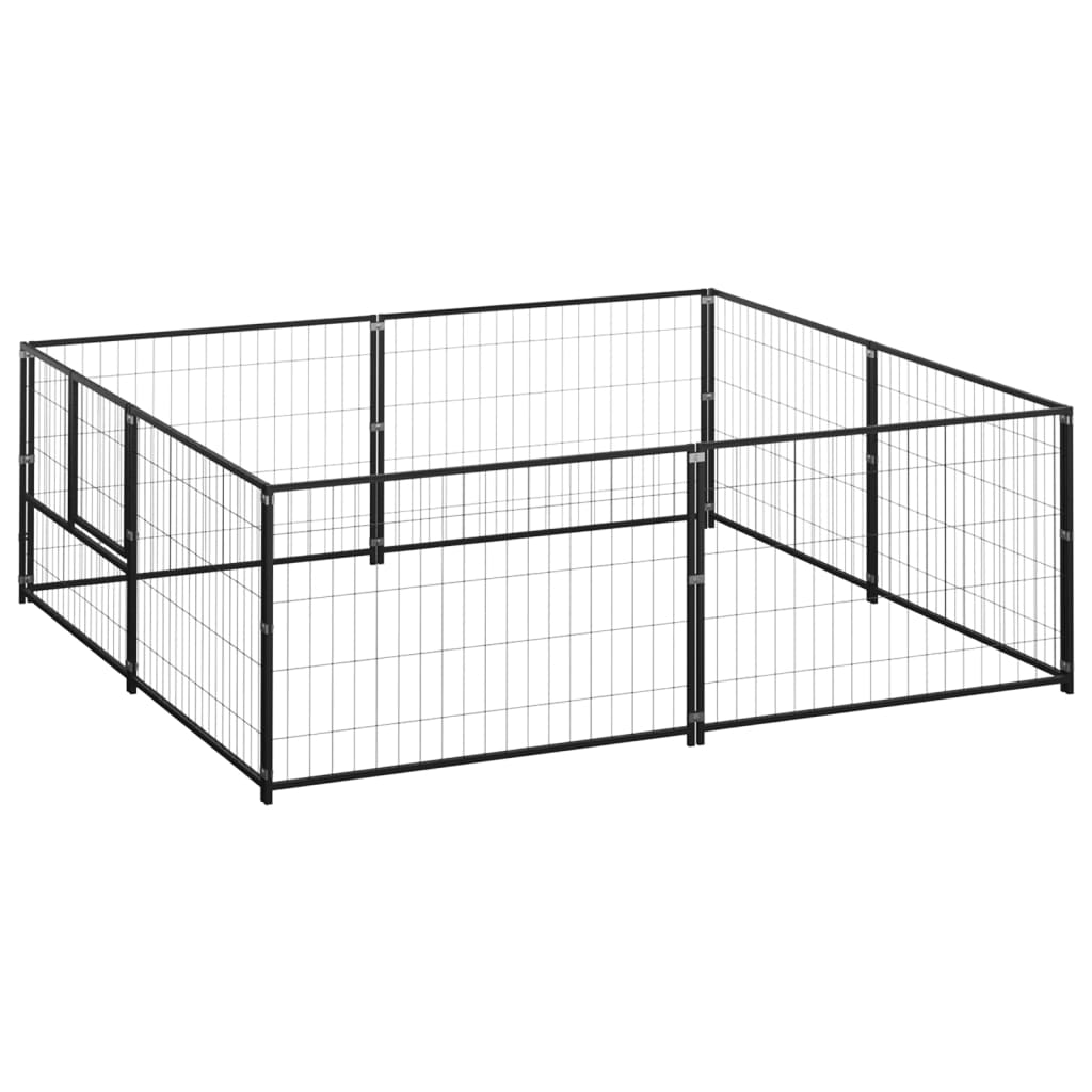 vidaXL Dog Kennel Black 4 m² Steel