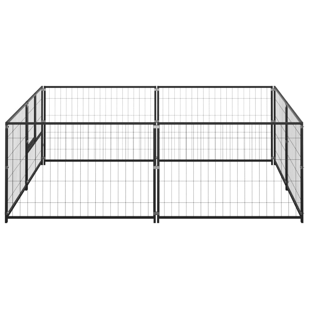 vidaXL Dog Kennel Black 4 m² Steel