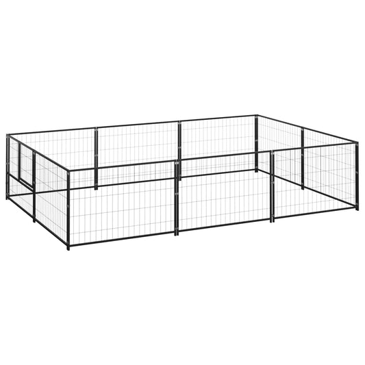 Dog Kennel Black 6 m² Steel