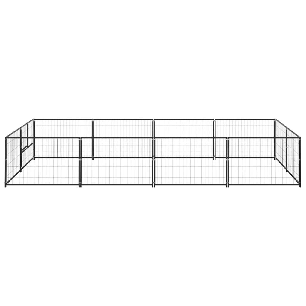 vidaXL Dog Kennel Black 8 m² Steel