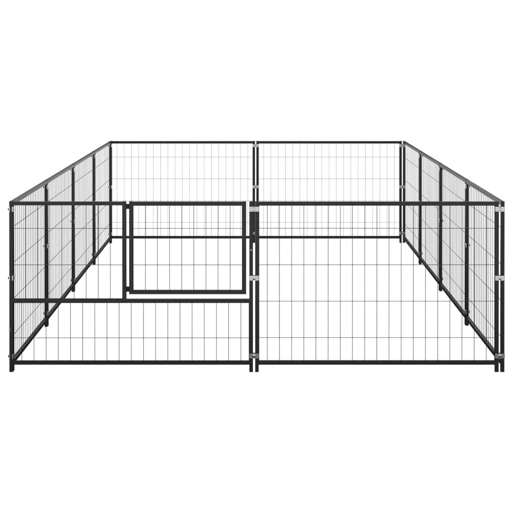 vidaXL Dog Kennel Black 8 m² Steel