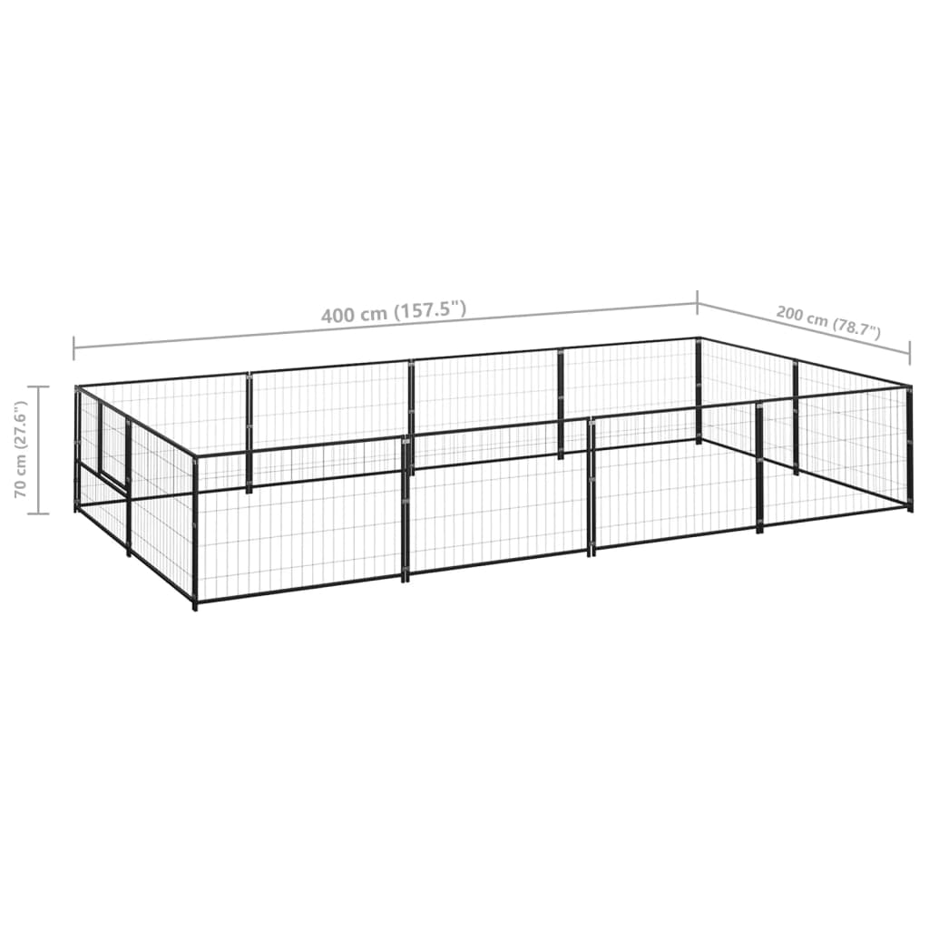 vidaXL Dog Kennel Black 8 m² Steel