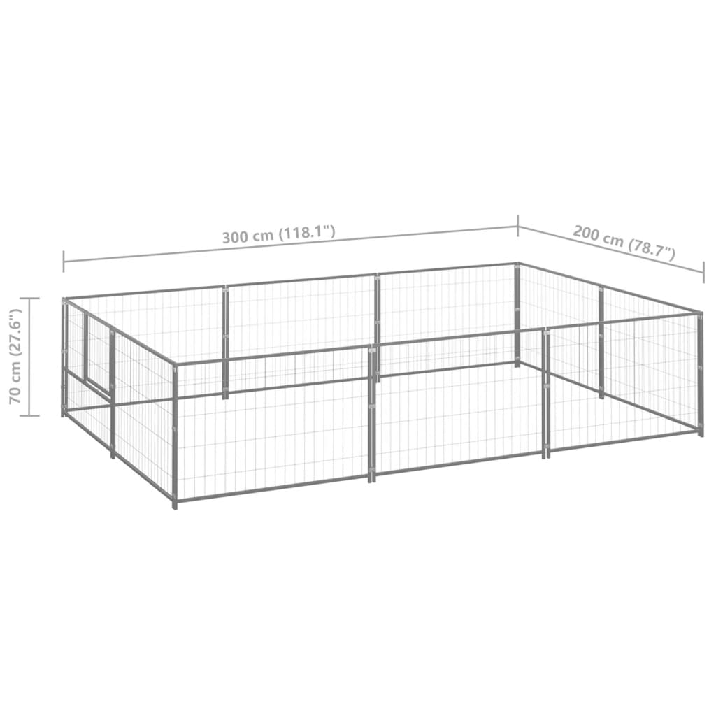 vidaXL Dog Kennel Silver 6 m² Steel