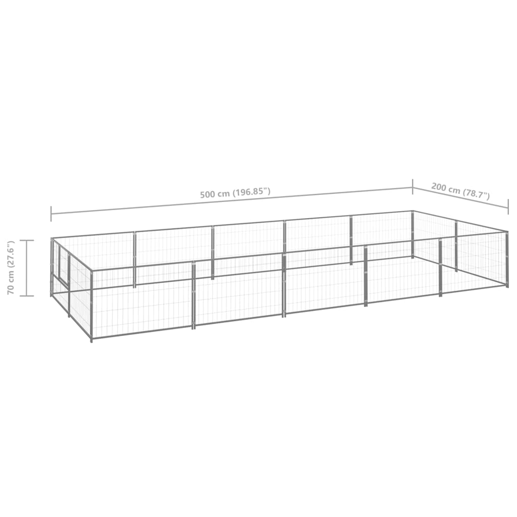 vidaXL Dog Kennel Silver 10 m² Steel