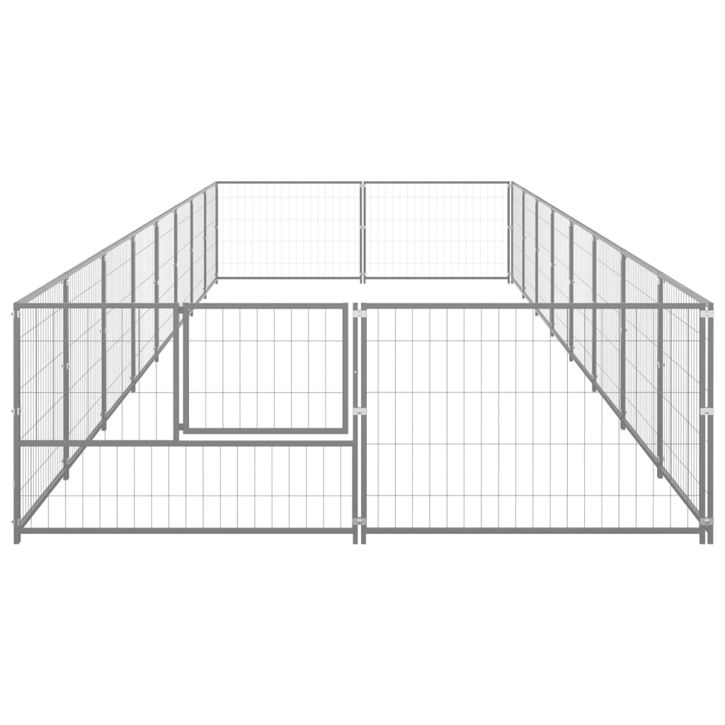 vidaXL Dog Kennel Silver 16 m² Steel