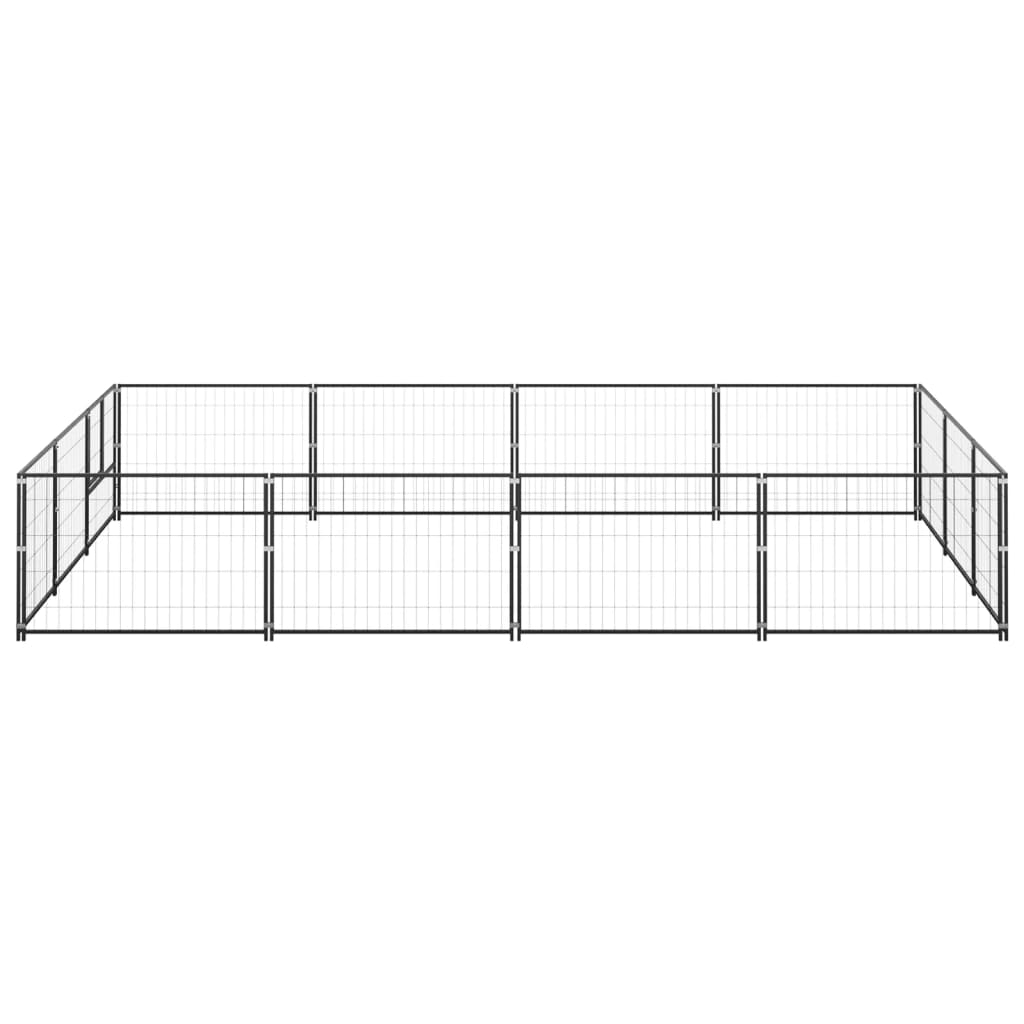 vidaXL Dog Kennel Black 12 m² Steel