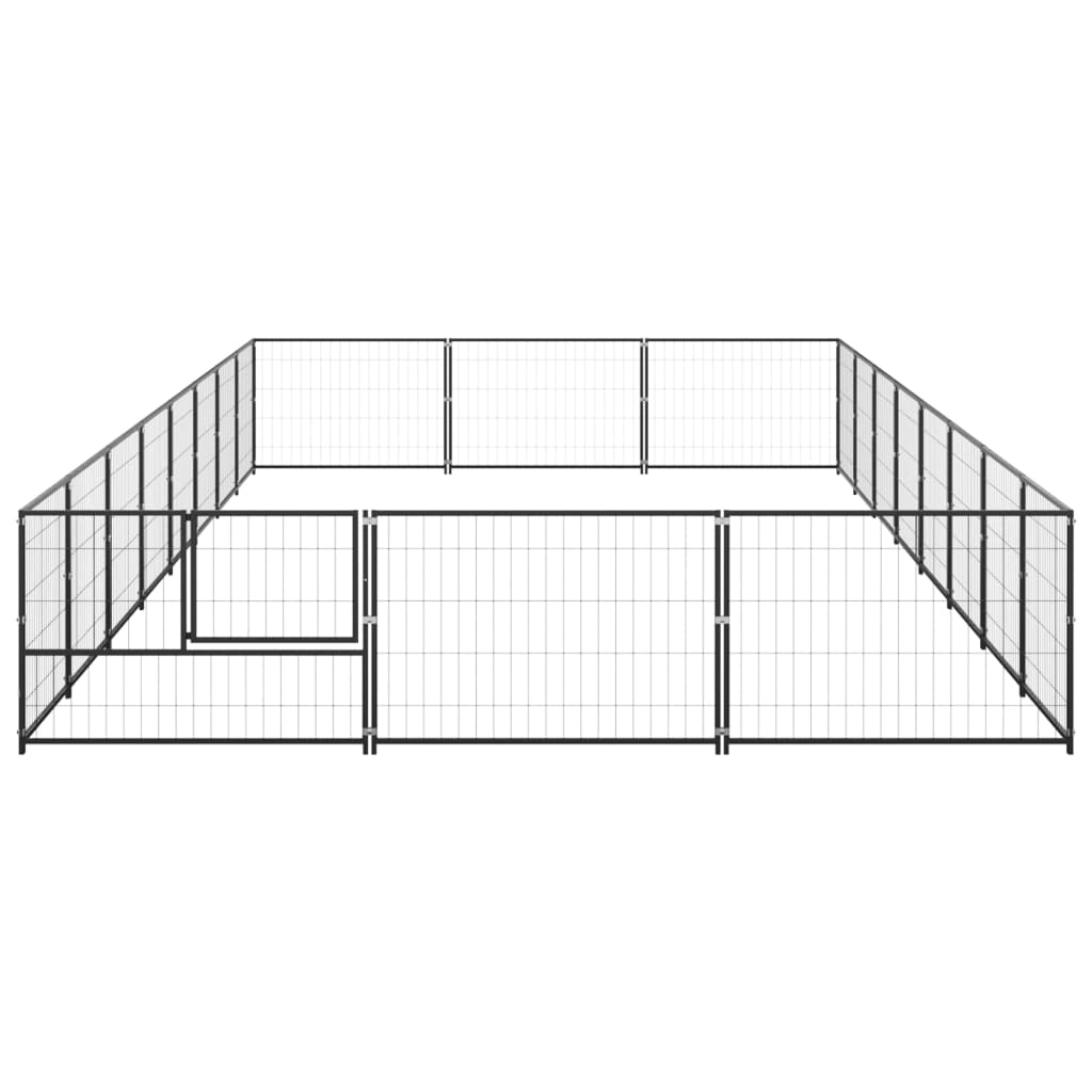 vidaXL Dog Kennel Black 24 m² Steel