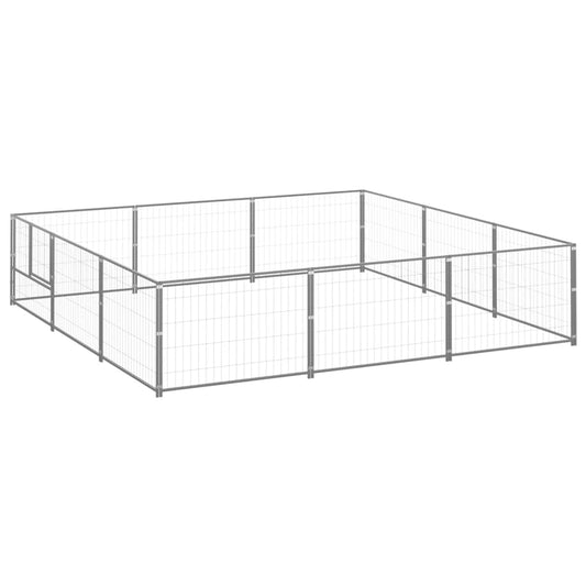 vidaXL Dog Kennel Silver 9 m² Steel