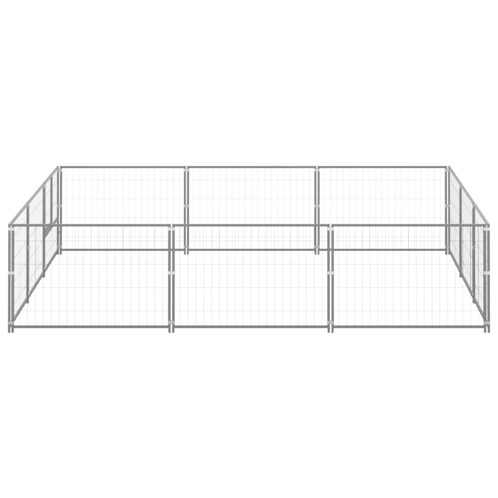 vidaXL Dog Kennel Silver 9 m² Steel