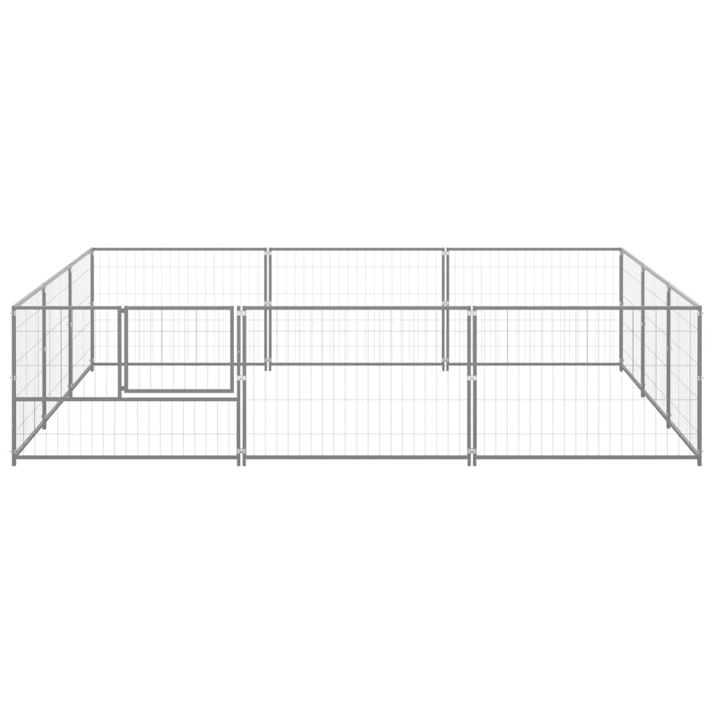 vidaXL Dog Kennel Silver 9 m² Steel