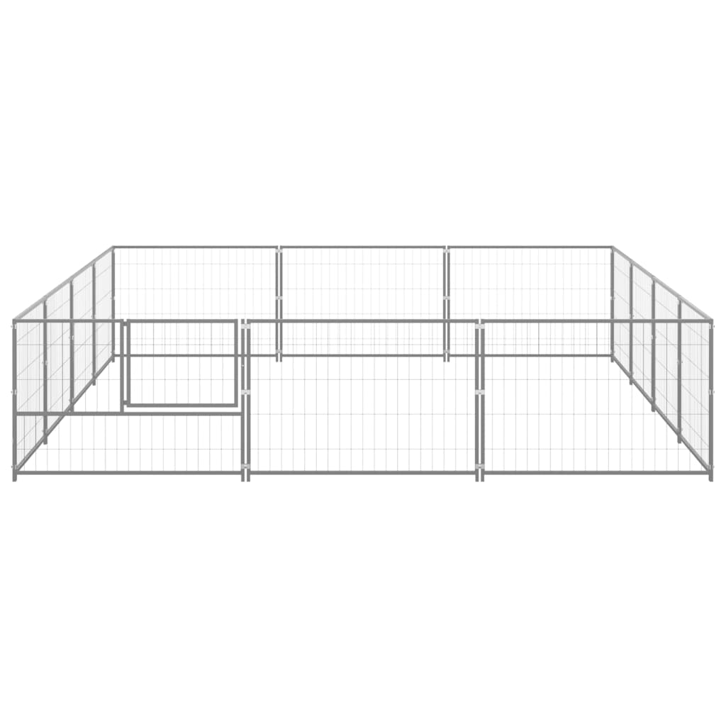 vidaXL Dog Kennel Silver 12 m² Steel