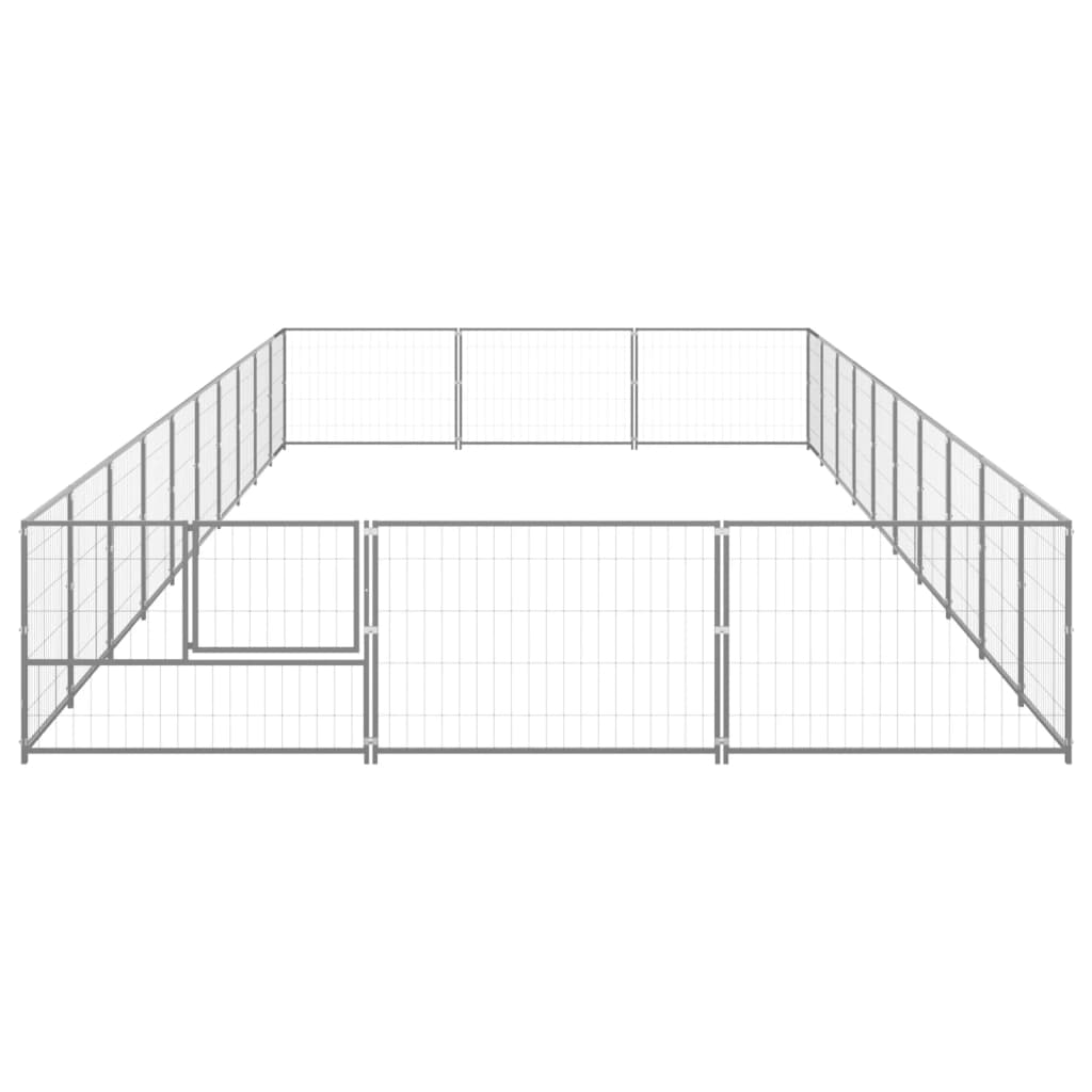 vidaXL Dog Kennel Silver 30 m² Steel