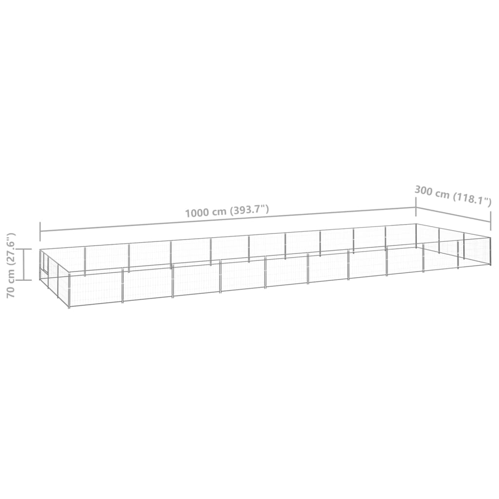 vidaXL Dog Kennel Silver 30 m² Steel