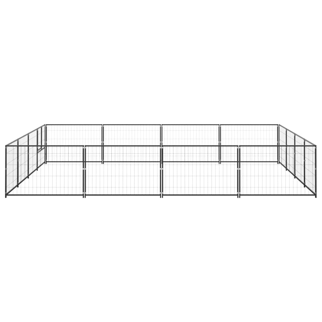 vidaXL Dog Kennel Black 16 m² Steel